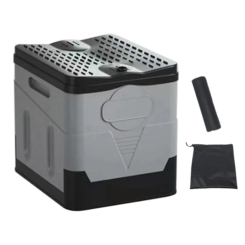 hair 3PCS Set) Folding Toilet Portable Collapsible Car Toilet Self-Driving Travel Emergency Toilet Anti-Odor Outdoor Toilet Portable Trash Can(Black Grey 