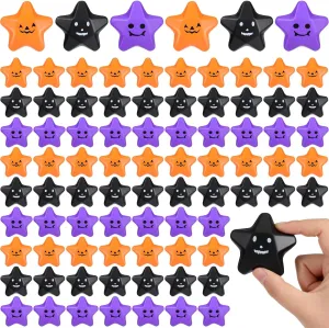 Halloween Party Favors overhang Goodie Bag Fillers Libima 100 Pcs Halloween Stress Ball Bulk Star Stress Balls Mini Squeezy Toys Ghost Orange Black Purple Stress Relief Fidget Toys Star Stress Toys for 