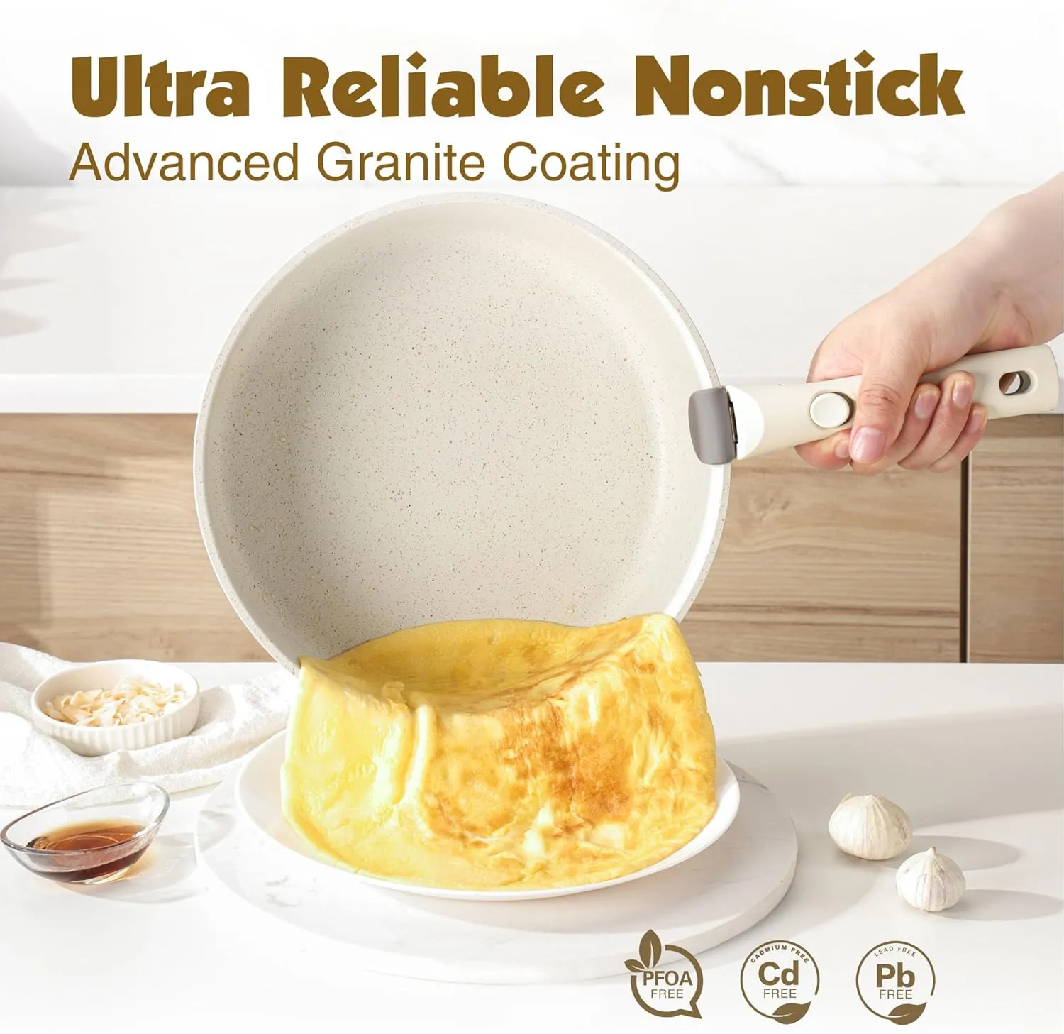 Handle, Healthy Non Stick for RV, Dishwasher ?? Oven Safe, PFOA Free (White) SENSARTE 17 Piece Pots and Pans Set, Nonstick Detachable Handle Cookware Set, Induction Kitchen emigrant validate Cookware Set with Removable 