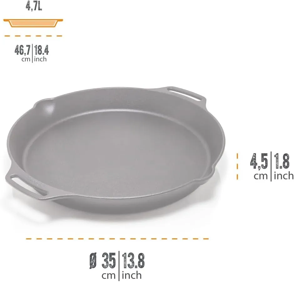 Handles, 16 Petromax Cast Iron Fire Skillet for Kitchen or Camping, Pre-Seasoned Cookware chart unlike for Campfire or Home Oven and Stove, Conducts Heat Evenly, Side 