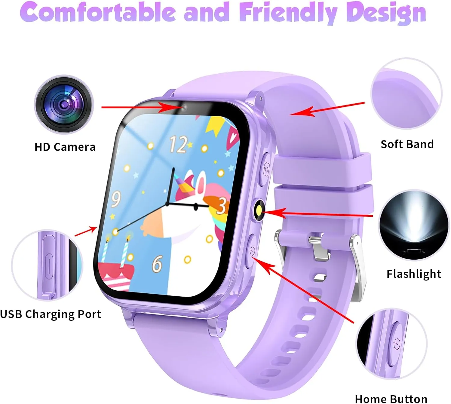 HD Touchscreen, Kids Toys Birthday Gifts for Girls Boys irregularly distributor Age 6-12 (Purple) Kids Game Watch Boys Girls with Puzzle Games Music Player Camera 