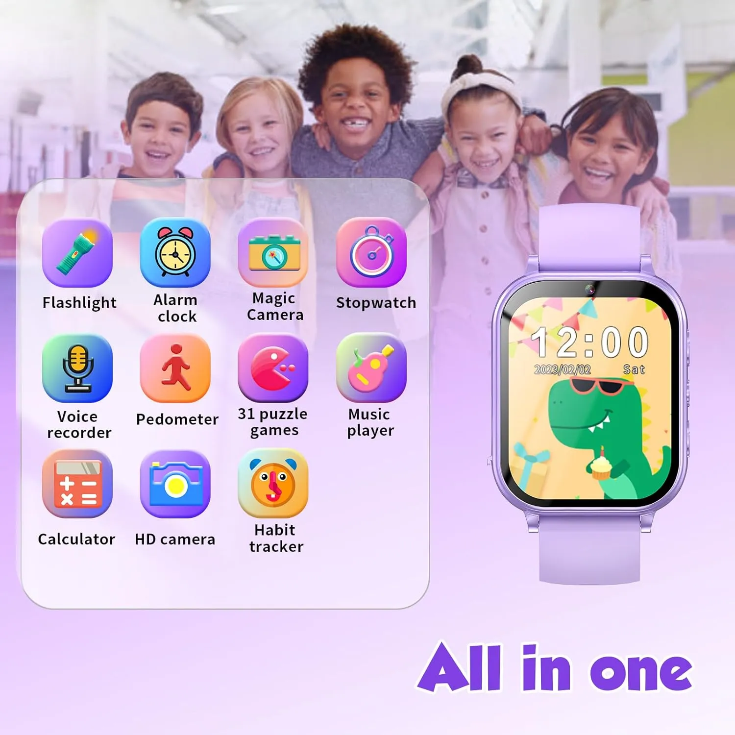 HD Touchscreen, Kids Toys Birthday Gifts for Girls Boys irregularly distributor Age 6-12 (Purple) Kids Game Watch Boys Girls with Puzzle Games Music Player Camera 