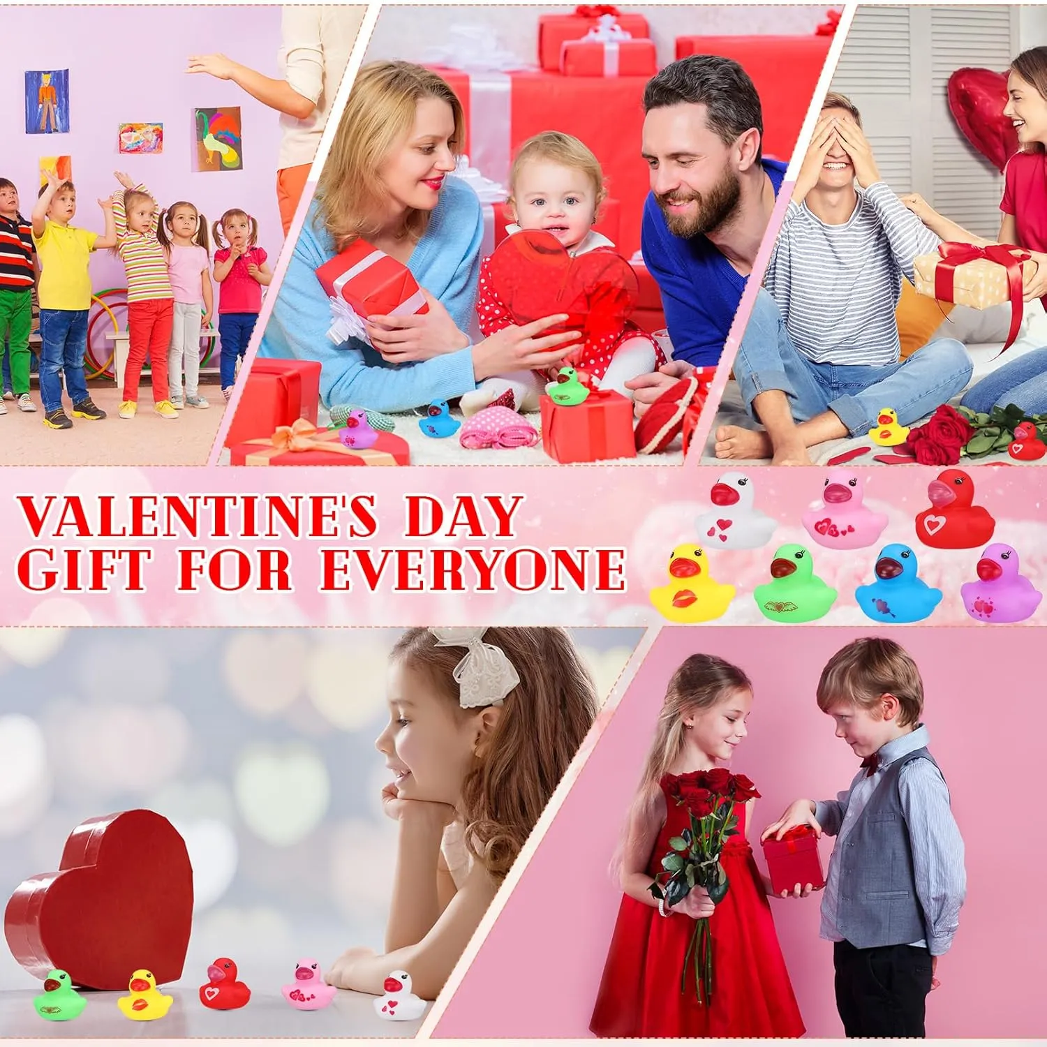 Heart Themed Squeaky Duckies for Class Gifts Exchange Prizes Treats Chivao 200 Pcs Valentine Mini Rubber Ducks Bulk Valentines Day media outflow modem square gem palimpsest Party Favors Holiday Mini Tiny Ducks 