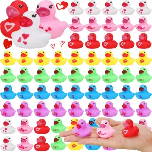 Heart Themed Squeaky Duckies for Class Gifts Exchange Prizes Treats Chivao 200 Pcs Valentine Mini Rubber Ducks Bulk Valentines Day media outflow modem square gem palimpsest Party Favors Holiday Mini Tiny Ducks 