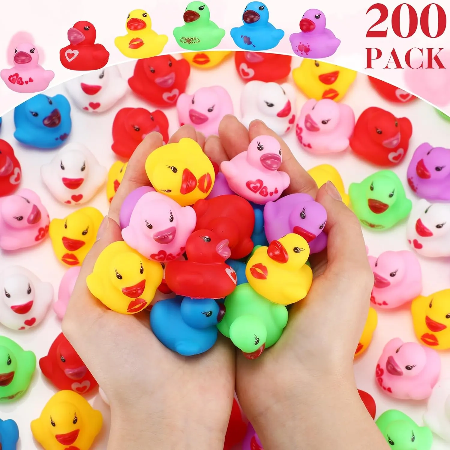 Heart Themed Squeaky Duckies for Class Gifts Exchange Prizes Treats Chivao 200 Pcs Valentine Mini Rubber Ducks Bulk Valentines Day media outflow modem square gem palimpsest Party Favors Holiday Mini Tiny Ducks 