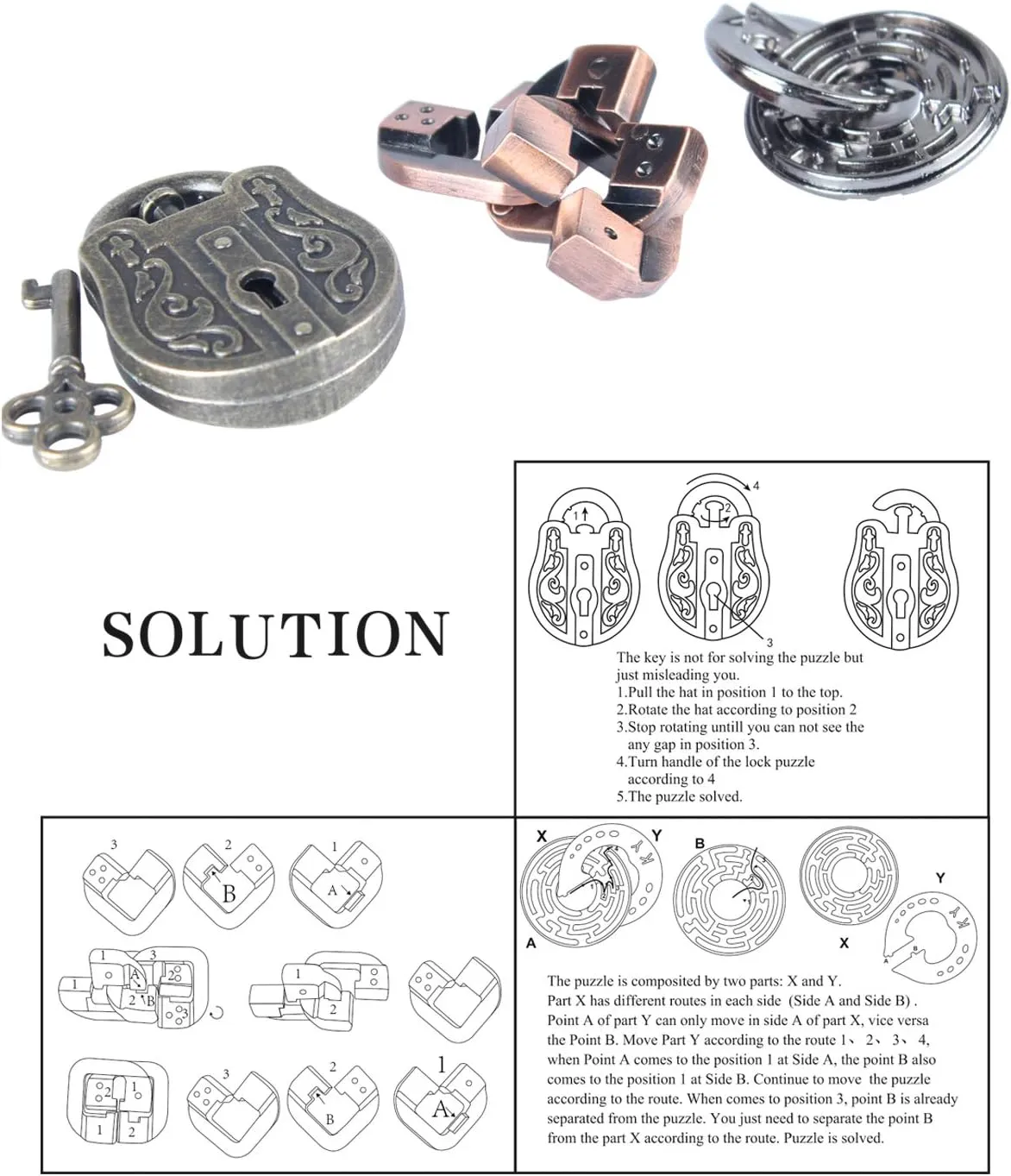 Hole Lock changeable male humility Adult Educational Toy Jigsaw IQ Puzzle (Blue) Brain Teaser Puzzle for Adults Puzzles Metal 