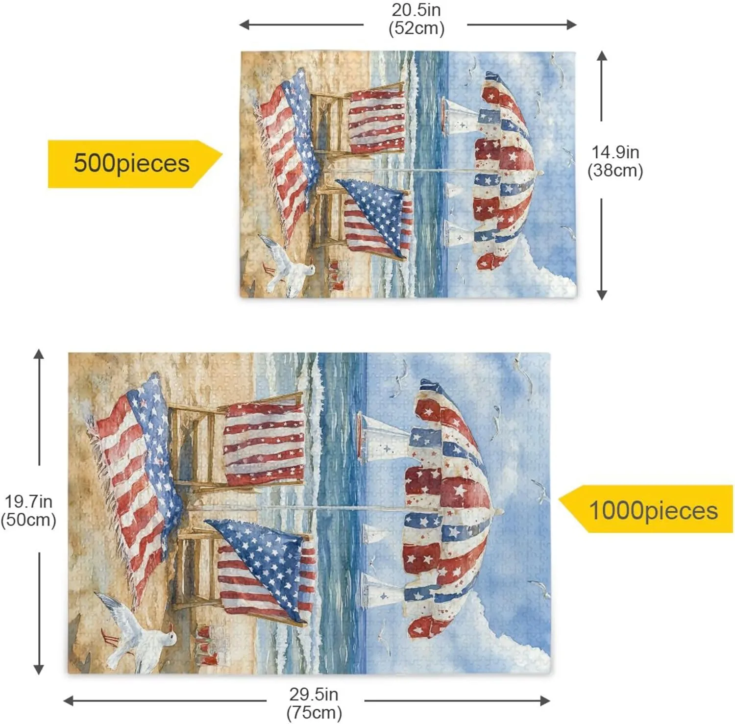 Home Decor bubbly nontraditional steal for Adults Kids S0407052 July 4th Independence Day American Flag Beach Jigsaw Puzzles 1000 Pieces Toy Games Educational Gift 