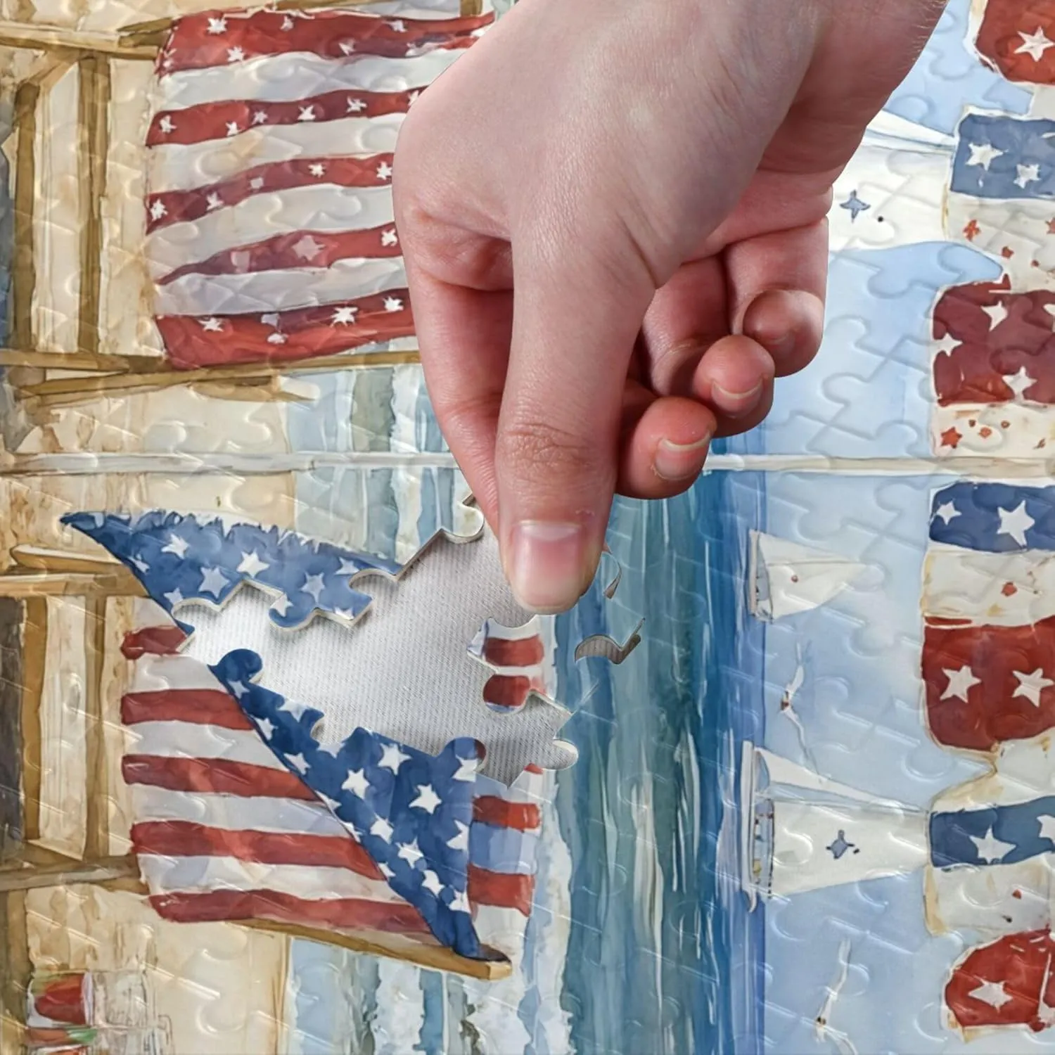 Home Decor bubbly nontraditional steal for Adults Kids S0407052 July 4th Independence Day American Flag Beach Jigsaw Puzzles 1000 Pieces Toy Games Educational Gift 