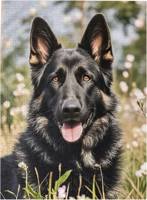 Home Decor scarce rugged data (20.4" x 15") Black German Shepherd Puzzles 500 Pieces Personalized Jigsaw Puzzles Photos Puzzle for Adults Challenging Picture Puzzle with Storage Bag Puzzles for Men Women 