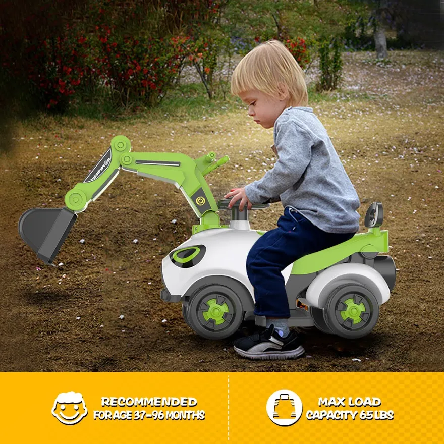 Hoverheart Ride On Electric Motor Excavator With Manual Digger & Music Sounds (Green)