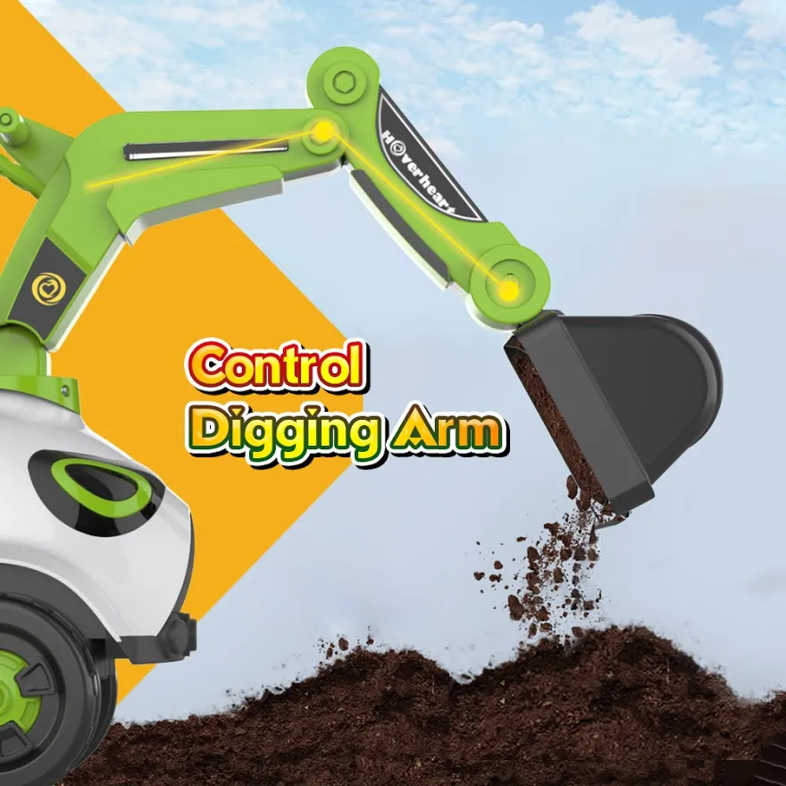 Hoverheart Ride On Electric Motor Excavator With Manual Digger & Music Sounds (Green)