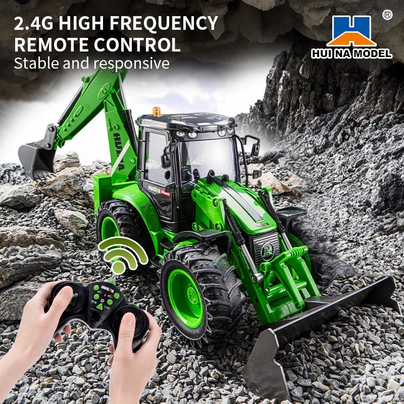 HUINA 1/14 1579 Plastic RC Loader Remote Controlled Backhoe Excavator 2.4G 9CH Hobby Model DIY Toys Electric Cars Painted