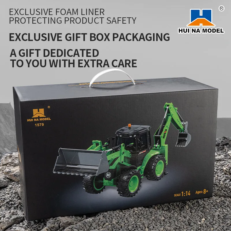 HUINA 1/14 1579 Plastic RC Loader Remote Controlled Backhoe Excavator 2.4G 9CH Hobby Model DIY Toys Electric Cars Painted
