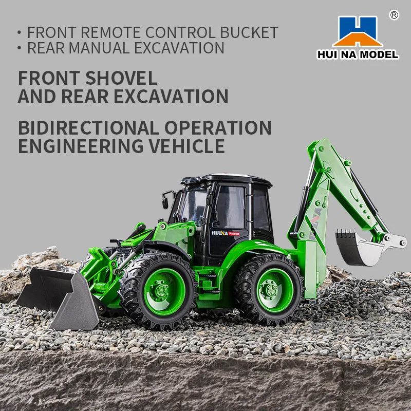 HUINA 1/14 1579 Plastic RC Loader Remote Controlled Backhoe Excavator 2.4G 9CH Hobby Model DIY Toys Electric Cars Painted