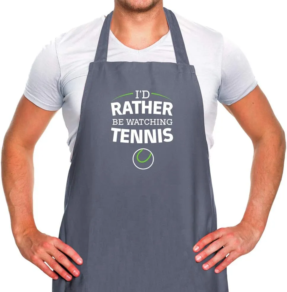 I'd Rather Be Watching Tennis - Unisex Adult angular Kitchen/BBQ Apron - Dark Grey - One Size Dressdown 