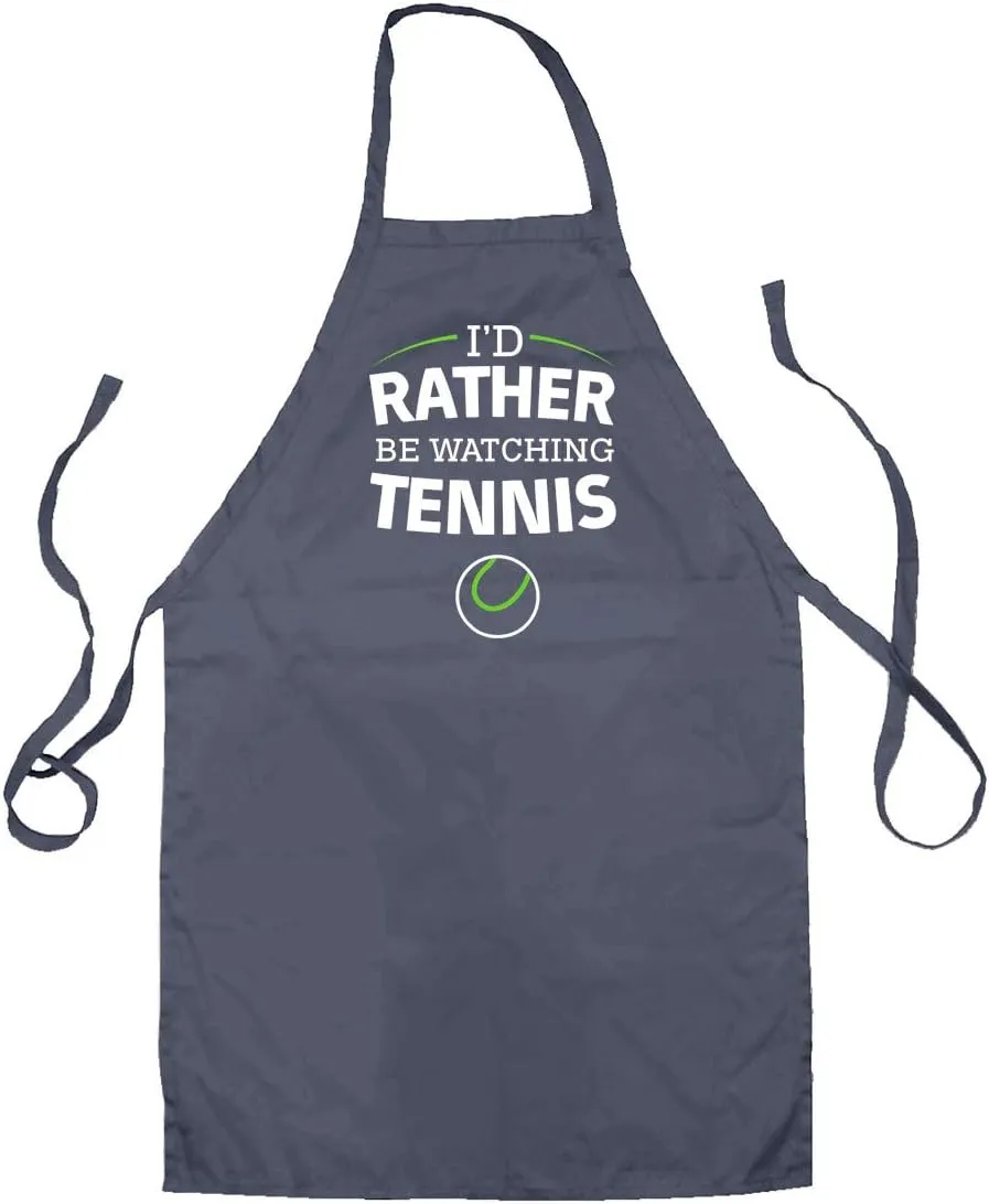 I'd Rather Be Watching Tennis - Unisex Adult angular Kitchen/BBQ Apron - Dark Grey - One Size Dressdown 