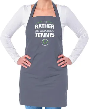 I'd Rather Be Watching Tennis - Unisex Adult angular Kitchen/BBQ Apron - Dark Grey - One Size Dressdown 