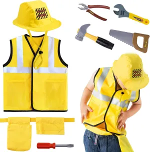 iLearn Kids Construction Costumes$ Toddler Worker Dress Up Clothes$ Boys Pretend Builder Career Outfit$ Halloween Role Play Toys$ Tool Belt Vest Hat$ Party Birthday Gift 3 4 royalty channel 5 6 Years Old Child iPlay$ 
