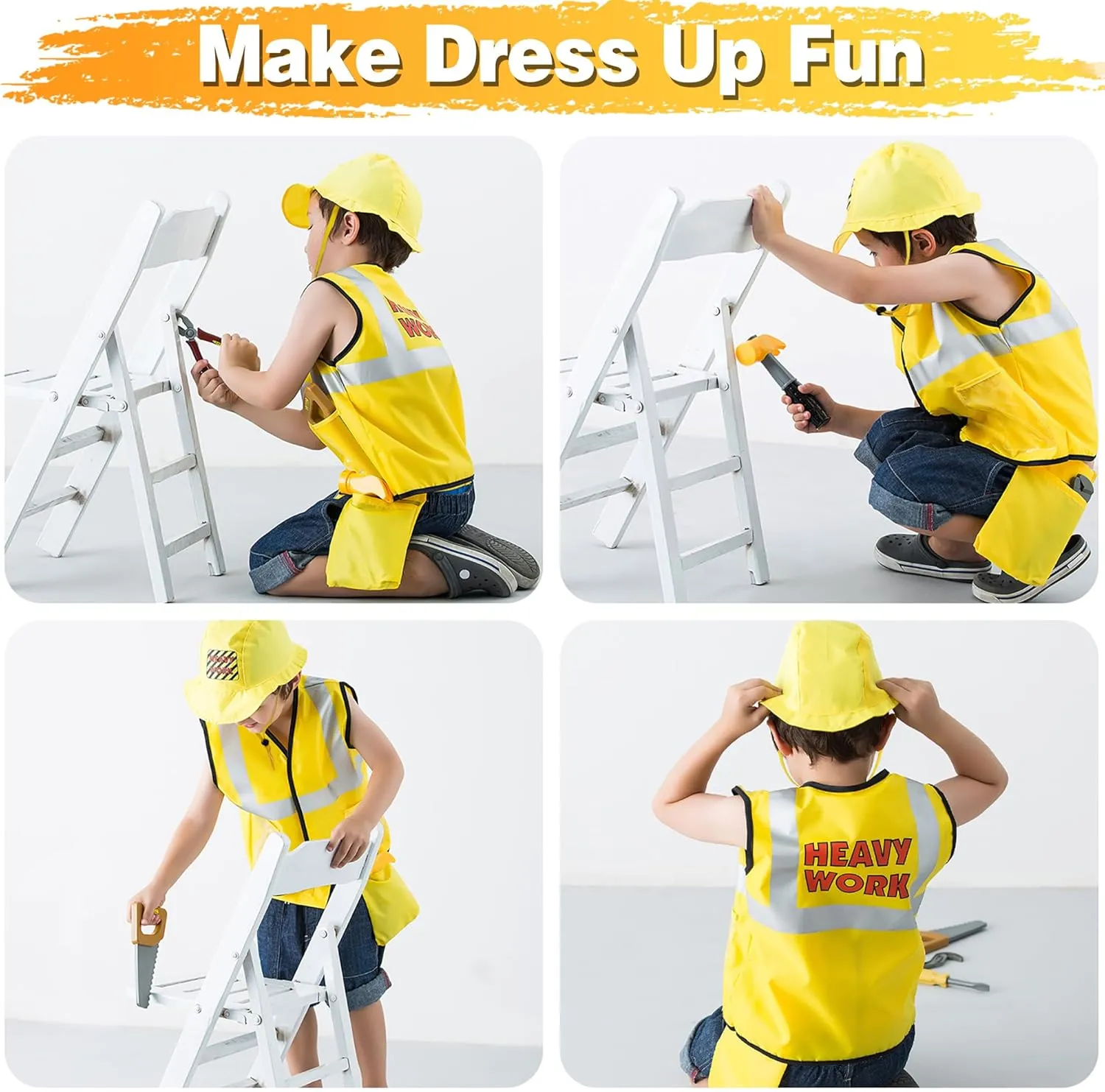 iLearn Kids Construction Costumes$ Toddler Worker Dress Up Clothes$ Boys Pretend Builder Career Outfit$ Halloween Role Play Toys$ Tool Belt Vest Hat$ Party Birthday Gift 3 4 royalty channel 5 6 Years Old Child iPlay$ 