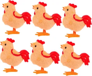 Imagination Safe Plush Design 6Pcs Plush Rooster for assembly Adorable Wind Up Chicken Great for Parties and Enhance Coordination and 