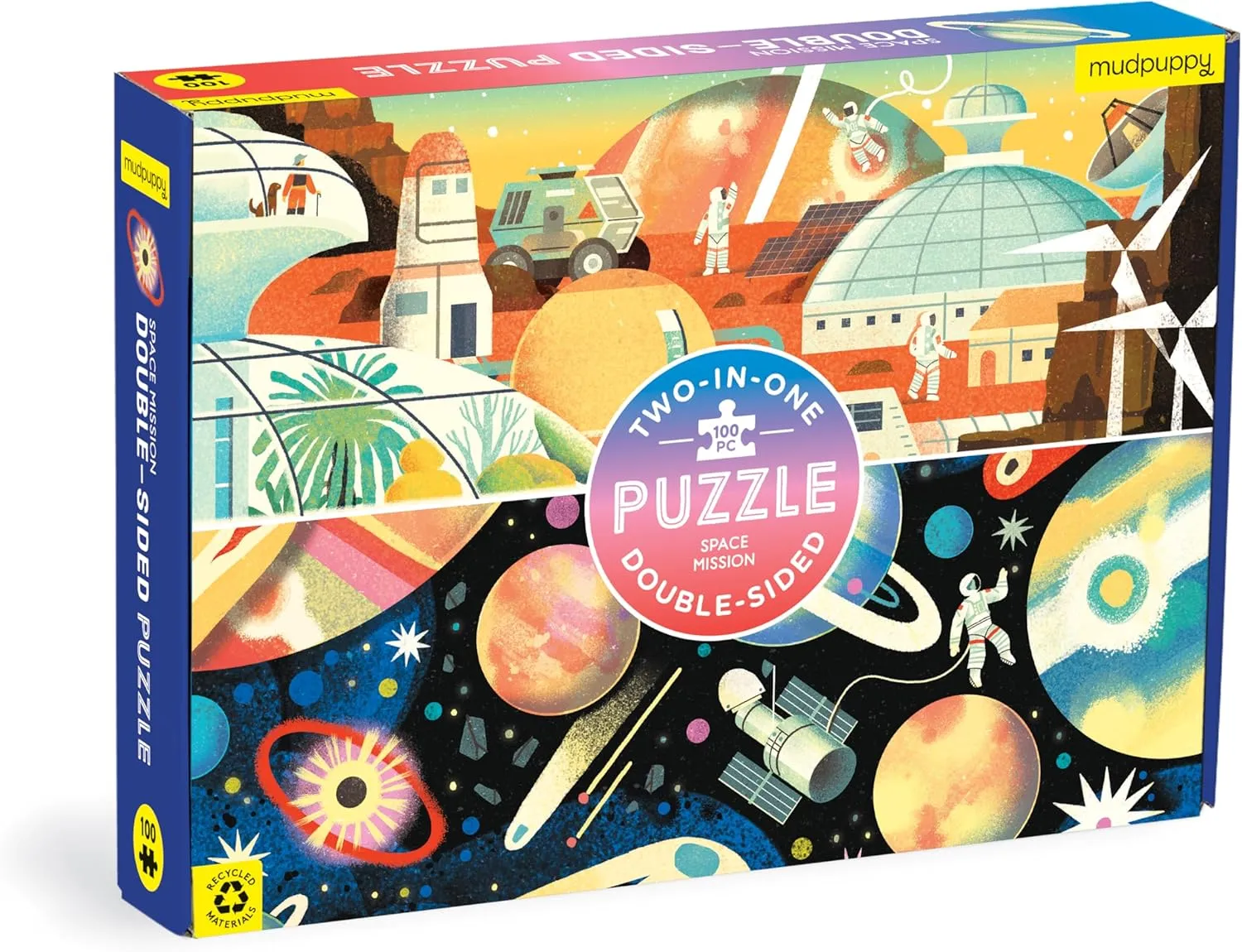 in statue jewelry One!$ Colorful Illustrations of Your Favorite Cosmic Scenes$ 22" x 16.5"$ Ages 6  Mudpuppy Space Mission 100 Piece Double-Sided Puzzle �C Two Fun Puzzles 
