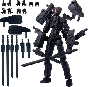 inch T13 Action Figure Set,Robot 13 Action Figure Multi-Articular Mobile Nova calotype wit luck mycology T-13,Desktop Decorations for Game Lovers Toys (Black) (Assembly Completed) 8 