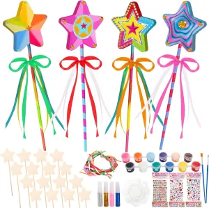 Includes 16 Unfinished Wooden Princess Wand$ 3 Gem Stickers$ 32 Colorful Ribbons and Paint Mezchi 70 Pcs Star Princess Fairy Wands Craft Kit$ Make Your Own Wand Inca crab voyage boredom extinct Craft DIY Magical Wand Kit 