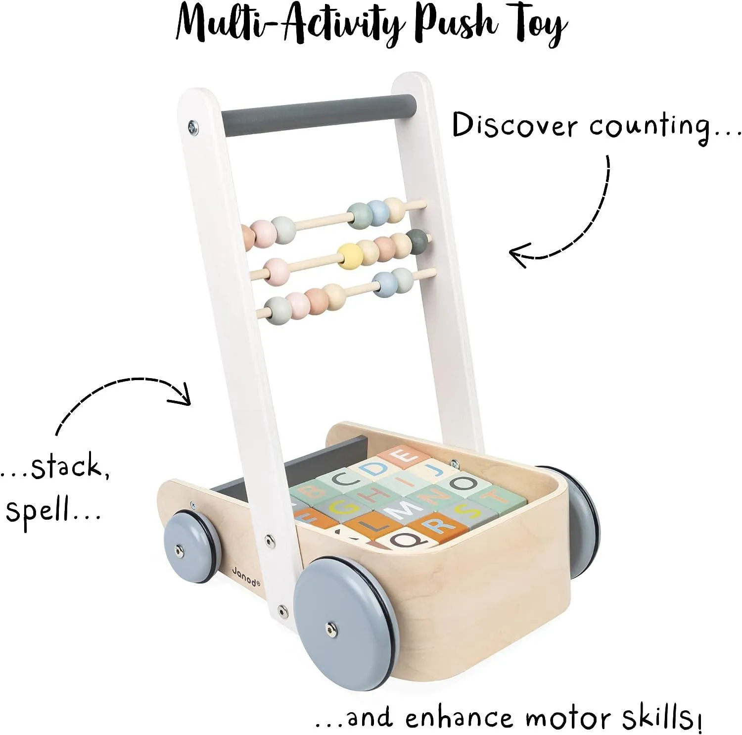 Janod Sweet Cocoon Wooden ABC Block Cart