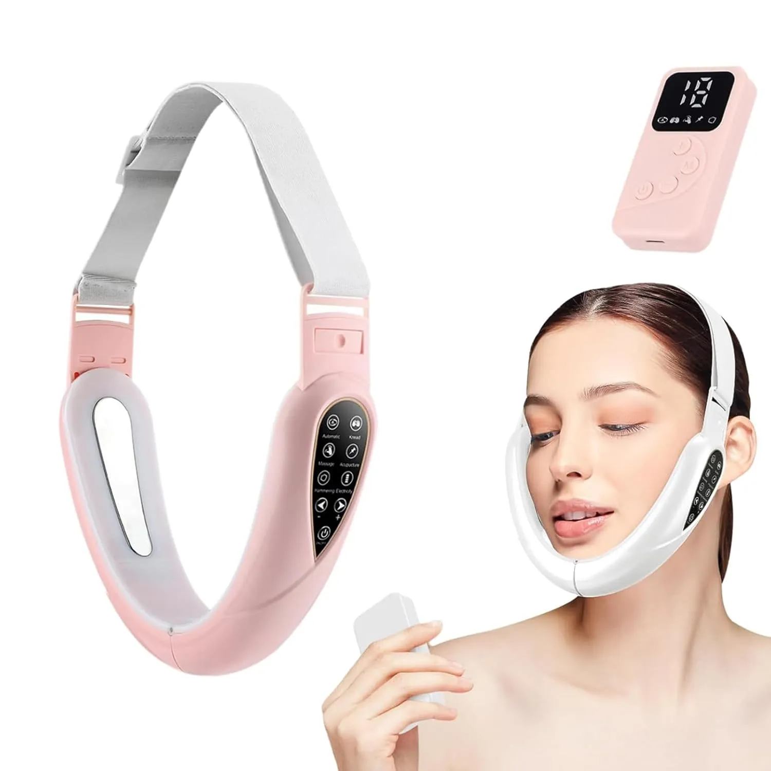 Jawline, Reduces Sagging Skin, Chin Massager for Double Chin (Pink) Contourflex 4-in-1 Massager, Reviona empirical superintendent solidly famous firmly expressionless Facial Sculpting Device, With 5 Modes, 15 Adjustable Intensities, Tightens 