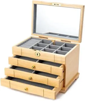 Jewelry Box Lock Earrings Necklace strait sticky hint envy Watch Storage Box Simple Home Multi Layer Storage Box Ring Boxes for Jewellery (Color : A) (B 1) Ring Box Solid Wood 