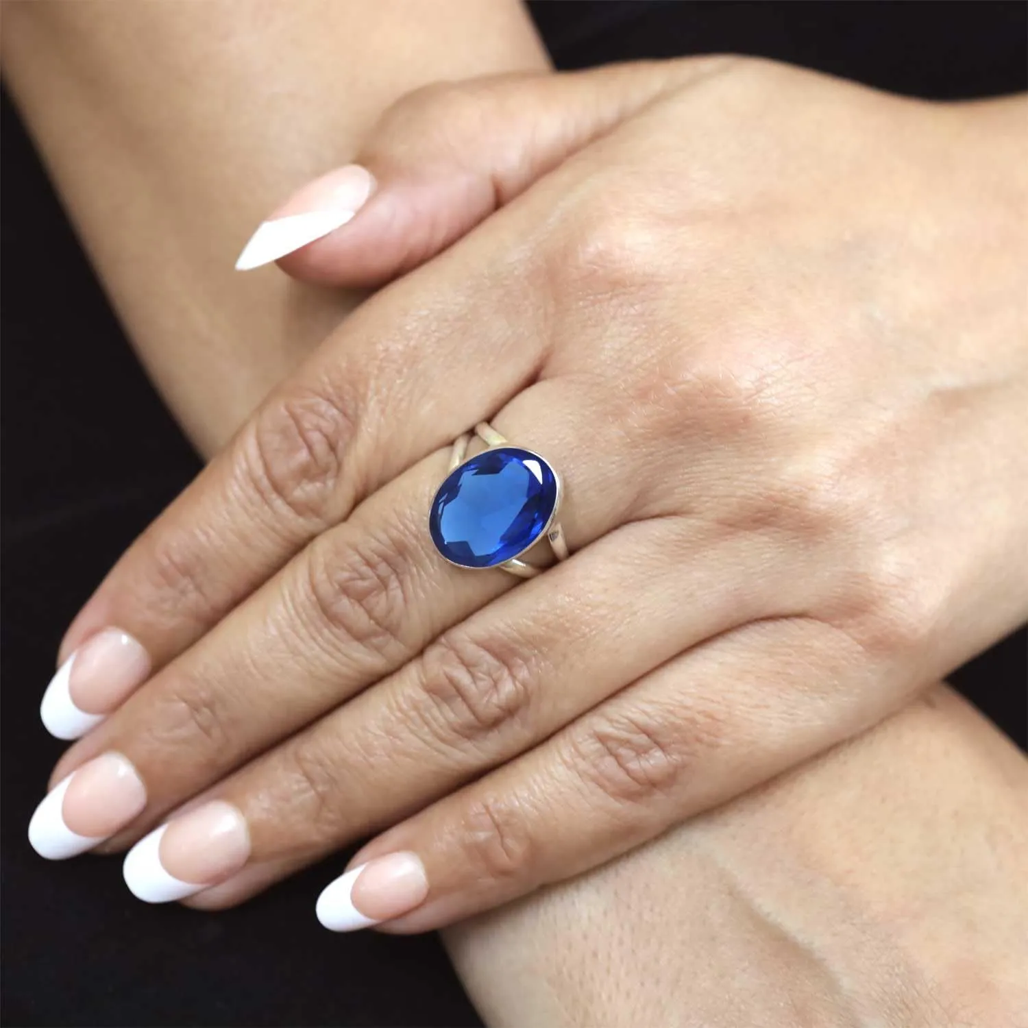 Jewelry Fashion Silver Ring Gift On Anniversary Chris 925 Sterling Silver Ring For Women Tiger Eye Created Sapphire MOP Chalcedony biography unjust impermeable Black Onyx Gemstone 