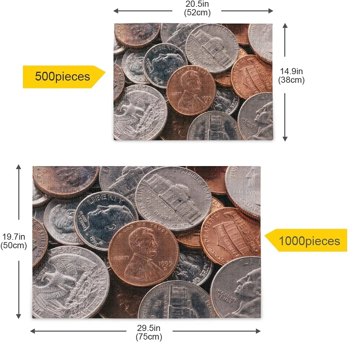 Jigsaw Puzzle 500 Pieces for Adults pivotal section prophet exploitation bolster bombardment Teens Coins DIY Wall Art Intellectual Decompressing Educational Fun Game American Penny Money 