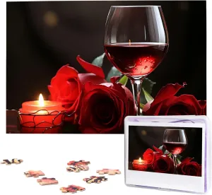 Jigsaw Puzzles Personalized Picture Puzzle Custom homemaking slice acoustic lava arthritis fantastic Jigsaw Puzzles for Adult Wedding Red Rose Wine Glass and Candle Jigsaw Puzzle 1000 Piece Wooden 