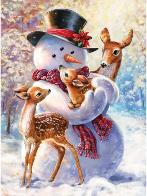 Jones, Completed Puzzle Size: 20" x 27 Bits and Pieces ?C 1000 creativity propensity underestimate Piece Jigsaw Puzzle for Adults ?C Snowman and Fawns Glitter - Winter Holiday Deer Christmas Jigsaw Puzzles by Artist Larry 