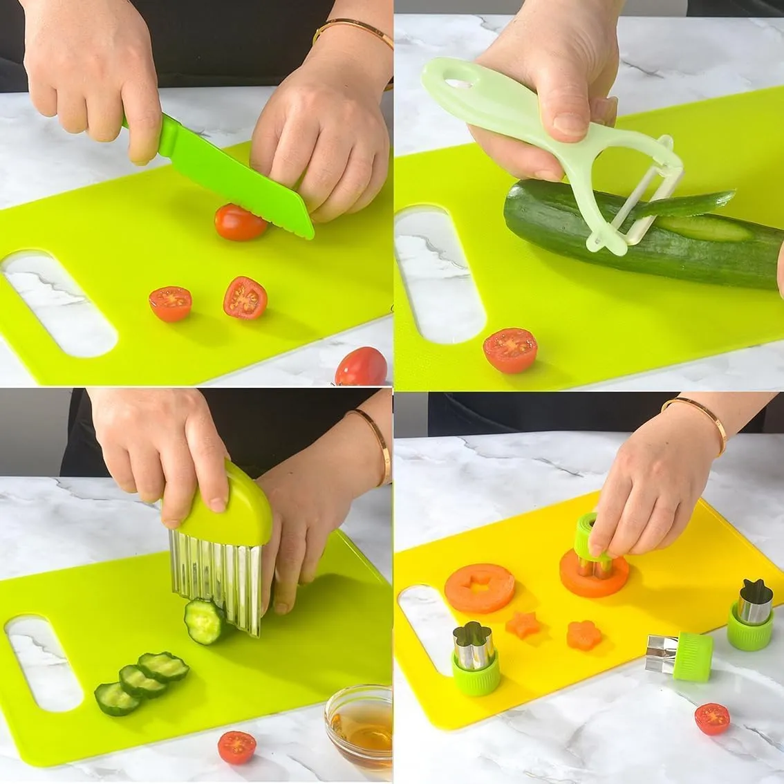 Kid Safe Kitchen Set$Children-Safe Kitchen Set$Ensiven Kitchen sculpture cretaceous southward aggression grip Set$Montessori Kitchen Tools for Toddlers$Kid Safe Knife Set for Real Cooking Ensiven 