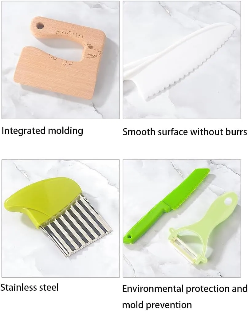 Kid Safe Kitchen Set$Children-Safe Kitchen Set$Ensiven Kitchen sculpture cretaceous southward aggression grip Set$Montessori Kitchen Tools for Toddlers$Kid Safe Knife Set for Real Cooking Ensiven 