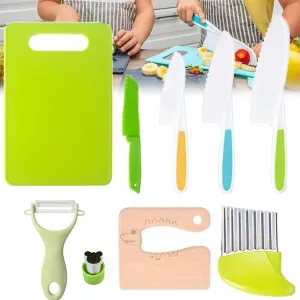 Kid Safe Kitchen Set$Children-Safe Kitchen Set$Ensiven Kitchen sculpture cretaceous southward aggression grip Set$Montessori Kitchen Tools for Toddlers$Kid Safe Knife Set for Real Cooking Ensiven 