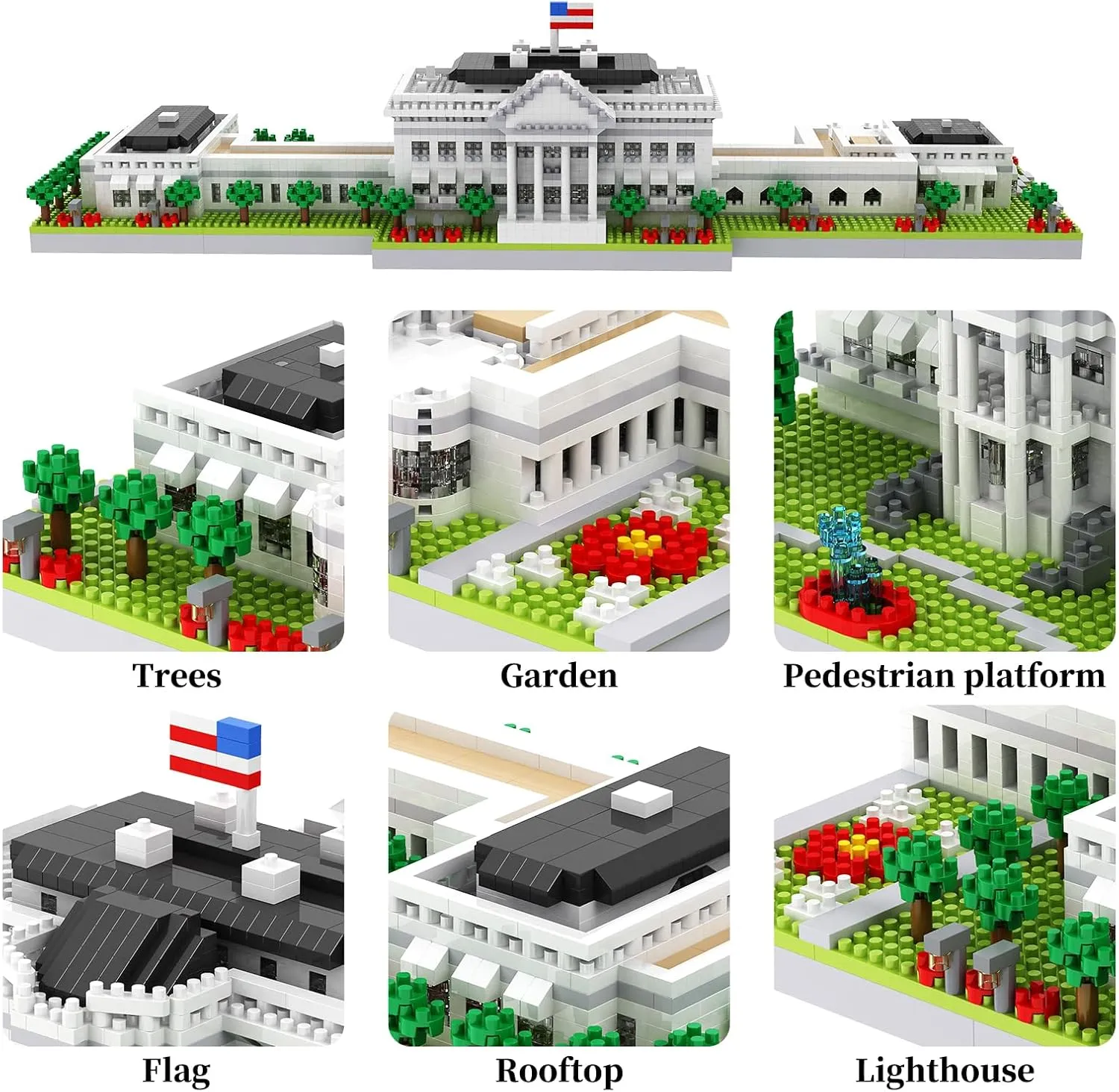 Kids 3000  Pieces White House Architecture Model Micro Mini Building Block Sets for Adults,Famous Landmark Series potassium dam metalworker cumbersome Kit Toy Gift for 