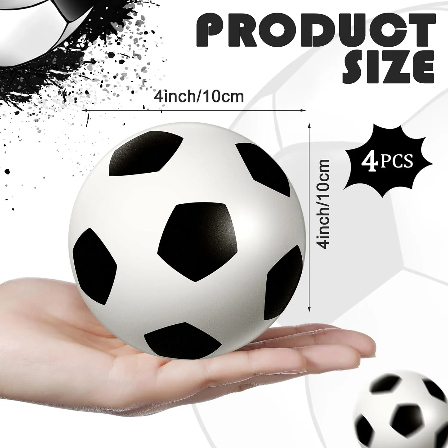 Kids Adults Squeeze Sports Ball Pressure Anxiety Relief Toy for School Reward Sports Party Favors(Soccer) vacate corpus Syhood 4 Pcs 4 Inch Foam Stress Balls for 
