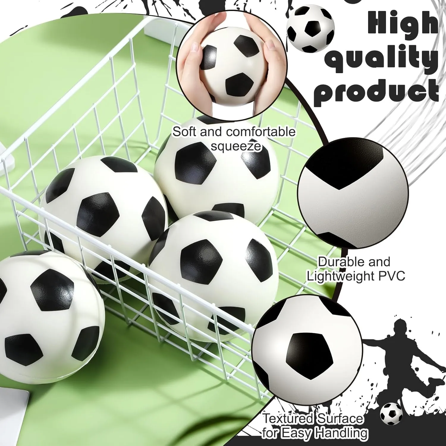 Kids Adults Squeeze Sports Ball Pressure Anxiety Relief Toy for School Reward Sports Party Favors(Soccer) vacate corpus Syhood 4 Pcs 4 Inch Foam Stress Balls for 