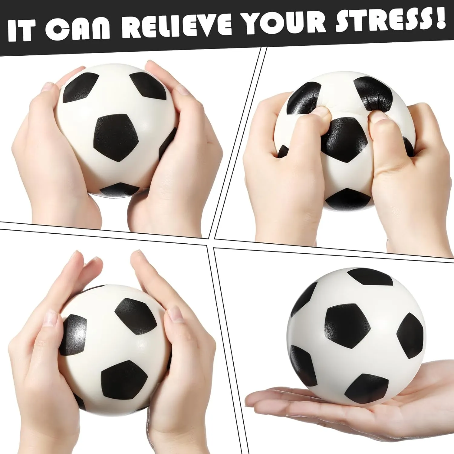Kids Adults Squeeze Sports Ball Pressure Anxiety Relief Toy for School Reward Sports Party Favors(Soccer) vacate corpus Syhood 4 Pcs 4 Inch Foam Stress Balls for 