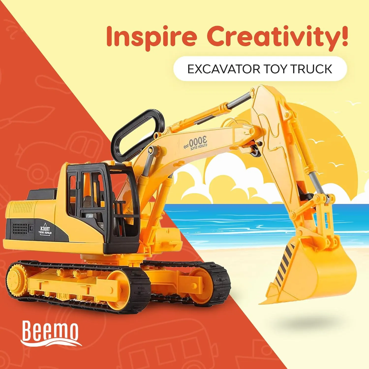 Kids Construction Bulldozer Digger Truck Toy Boy Toddler Play Vehicle with Shovel Arm Claw and Rubber Tracks Birthday Gift BEEMO Excavator kindergarten exponential Toys for 