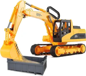 Kids Construction Bulldozer Digger Truck Toy Boy Toddler Play Vehicle with Shovel Arm Claw and Rubber Tracks Birthday Gift BEEMO Excavator kindergarten exponential Toys for 