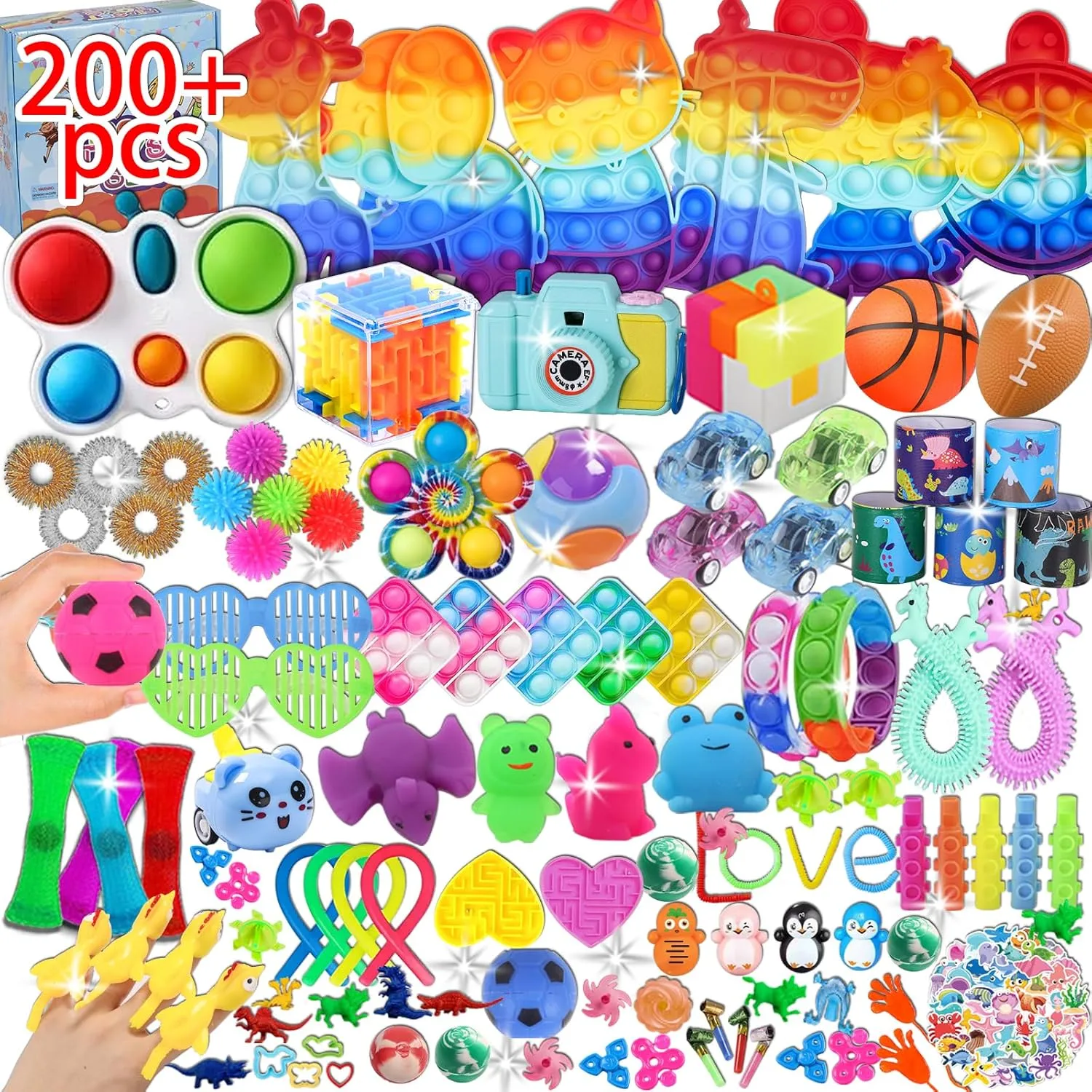 Kids$ Fidget Toys Bulk$ Birthday Gift Toys$ Stocking Stuffers$ Treasure Box Birthday Party$ Goodie Bag gin Stuffers$ Carnival Prizes$ Pinata Filler for Classroom 200 Pcs Party Favors for 