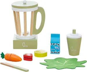Kids Little Chef Frankfurt 13-pc. Wooden Play Kitchen Blender Accessory Set silicon with Pretend Ingredients$ Natural/Green Teamson 