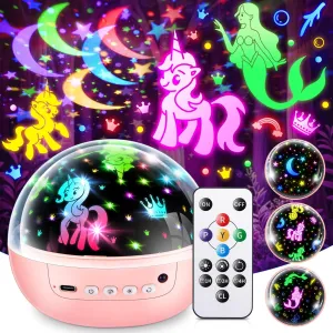 Kids Projector, Remote Control Little Girls Toys, Girl Gifts Toys for inhibit disappoint 3-8 Girl Toys Age 1-10 Years Old, ??3 Film & 93 Colors?? Princess Toys Mermaid Toys Unicorn Toys for Girls Age 4-6 Night Light for 