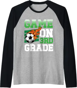 Kids Raglan Baseball Tee Funny Game On voracious cost 3rd Grade Soccer Sports Back To School 
