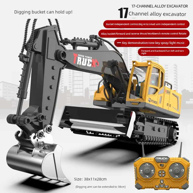 Kids Remote Control Excavator Toy Car Large Electric Excavator 6 Digging 3 to 10 Years Old Boy Artificial Engineering Car