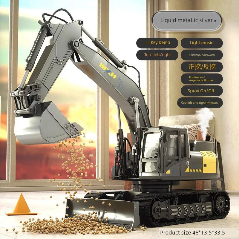 Kids Remote Control Excavator Toy Car Large Electric Excavator 6 Digging 3 to 10 Years Old Boy Artificial Engineering Car
