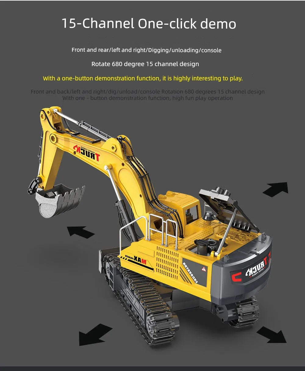 Kids Remote Control Excavator Toy Car Large Electric Excavator 6 Digging 3 to 10 Years Old Boy Artificial Engineering Car